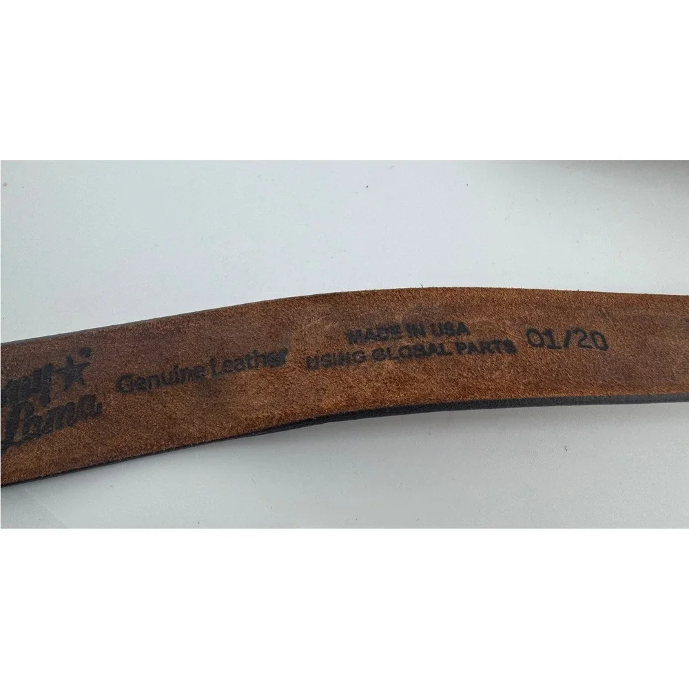 Tony Lama Brown Tooled Leather Western Belt Longhorn Buckle‎ 24 C60119 USA